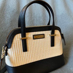 Kate Spade Cedar Street Maise Small Straw and Black Crossbody Bag